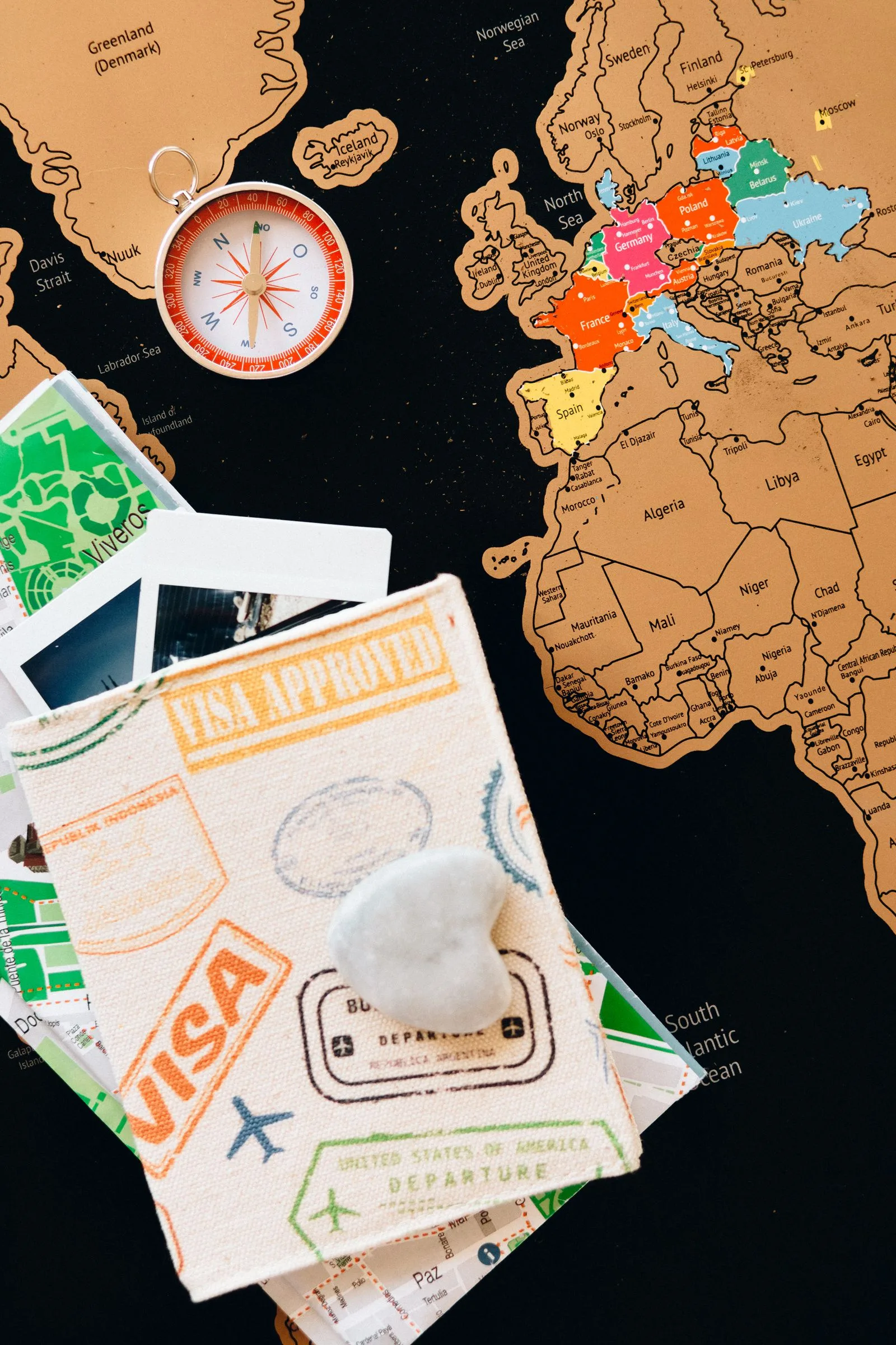 passport map compass travel planning journey